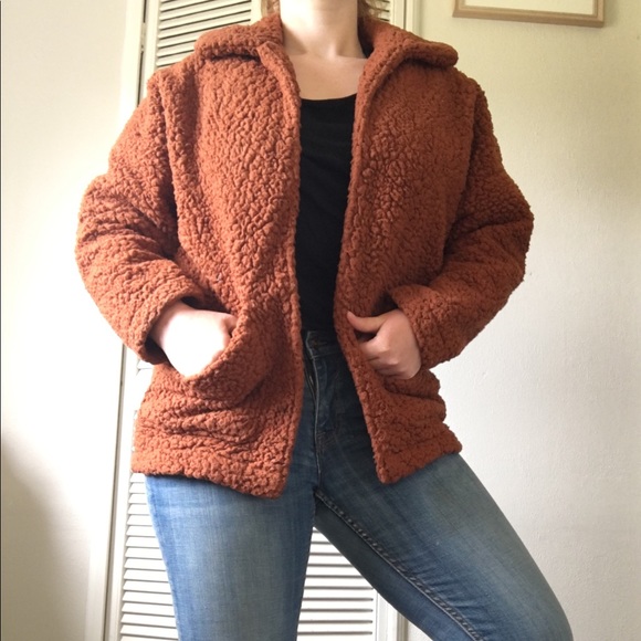 burnt orange teddy jacket